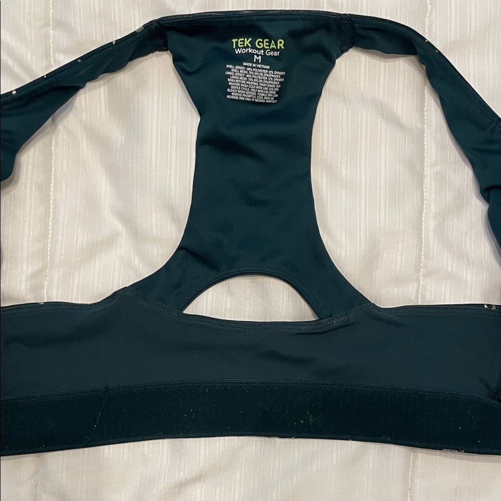 Tek Gear Women's Green Sports Bra with Gold Accents - Picture 4 of 6